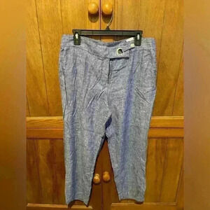 Ann klein Blue linen pants Large Career Versatile Basic Comfy Chic Natural Soft